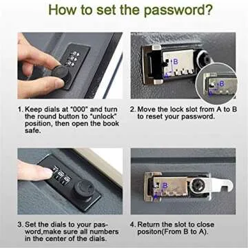 Real Paper Transfer Book Safe, Hollow with Secret Hidden Compartment, Combination Lock, 8.7"×6"×2" (Black Dictionary-Combination)