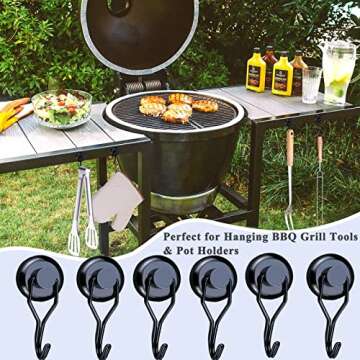 Magnetic Hooks Cruise 40LBS Heavy Duty Magnet Hooks for Fridge Hanging,Strong Black Magnetic Hook Ha...