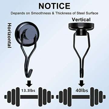 Magnetic Hooks Cruise 40LBS Heavy Duty Magnet Hooks for Fridge Hanging,Strong Black Magnetic Hook Hanger Small Magnets with Hooks for Whiteboard Classroom Cruising Grill Tools Refrigerator Metal Door