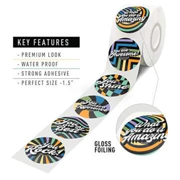 easykart labels 500 Reward Stickers for Kids,6 Assorted Designs, 1.5 Inch School Stickers - Teacher Supplies for Classroom, Potty Training Stickers and Motivational Stickers