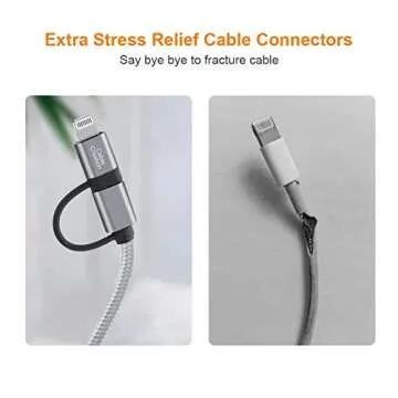 CableCreation 2-in-1 iPhone and Android Charging Cable 4FT/1.2m, Lightning and Micro USB to USB Charging Data Cord MFi Certified for iPhone 14, 13, 12, 11, X, 8, 8 Plus,7, Nexus, LG, HTC, Gray