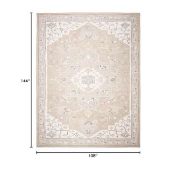SAFAVIEH Micro-Loop Collection Area Rug - 9' x 12', Light Grey & Ivory, Handmade Medallion Wool, Ideal for High Traffic Areas in Living Room, Bedroom (MLP505F)
