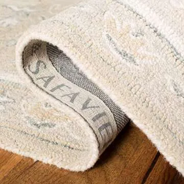 SAFAVIEH Micro-Loop Collection Area Rug - 9' x 12', Light Grey & Ivory, Handmade Medallion Wool, Ideal for High Traffic Areas in Living Room, Bedroom (MLP505F)