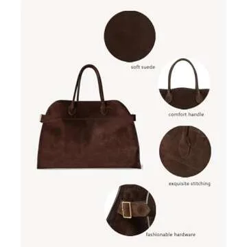 Tote Bag for Women, Soft Suede Satchels Bag, Fashion Vintage Top Handle Handbag, Large Capacity Shoulder Bag Hobo Purse.(Coffee)
