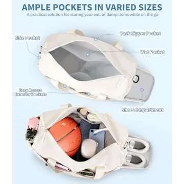 ETRONIK Gym Bag for Women, Travel Duffle with Shoe Compartment & Wet Pocket, Carry On Weekender Over...