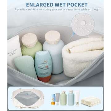 ETRONIK Gym Bag for Women, Travel Duffle Bag with Shoe Compartment & Wet Pocket, Carry On Weekender Overnight Tote Bag for Women Men, Travel, Workout, Yoga, Swimming, Beige