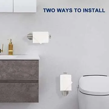 NearMoon Toilet Paper Holder Self Adhesive, Premium Thicken SUS304 Stainless Steel Rustproof Adhesive Toilet Roll Holder no Drilling for Bathroom, Kitchen, Washroom (2 Pack, Brushed Nickel)
