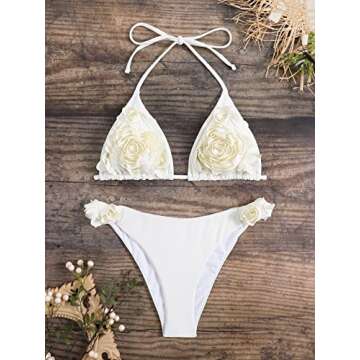 OYOANGLE Women's 2 Piece Bikini Sets Tie Halter String Triangle Bathing Suits Swimsuit