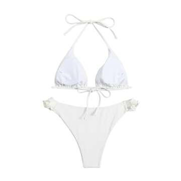 OYOANGLE Women's 2 Piece Bikini Sets Tie Halter String Triangle Bathing Suits Swimsuit