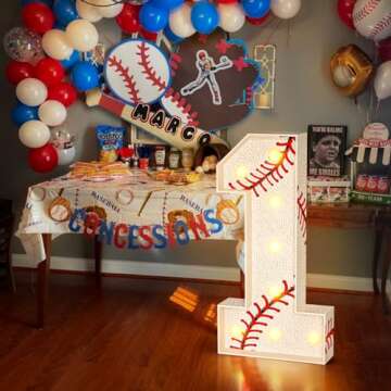 Marquee Numbers Baseball Birthday Decorations: 3ft Large Party Decor Boy First 1st 21st Big Light Up...