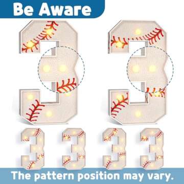 Marquee Numbers Baseball Birthday Decorations: 3ft Large Party Decor Boy First 1st 21st Big Light Up Cardboard Number 1