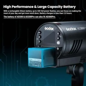 Godox AD300 Pro AD300Pro Outdoor Flash Strobe Light, 300Ws TTL HSS 1/8000s Studio Flash Monolight, 2600mAh Lithium Battery, 12W Modeling Lamp, Compatible for Canon Sony Nikon Fuji Olympus Panasonic