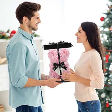 Handmade rose Teddy Bear Flowers Gifts for Women Mom, Birthday Gifts for Mom,Valentines Day Teddy Bear Gifts for Wife Her, Anniversary Flowers Bear Gifts for Women Girlfriend (Light Pink, 10 inch)