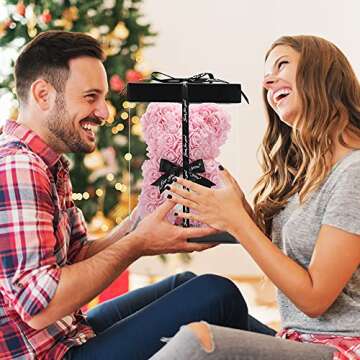 Handmade rose Teddy Bear Flowers Gifts for Women Mom, Birthday Gifts for Mom,Valentines Day Teddy Bear Gifts for Wife Her, Anniversary Flowers Bear Gifts for Women Girlfriend (Light Pink, 10 inch)