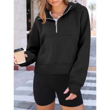 AUTOMET Womens Hoodies Fleece Fall Fashion Outfits Workout Sweatshirts Winter Jackets Oversized Pullover Tops Clothes 2025 Black XL