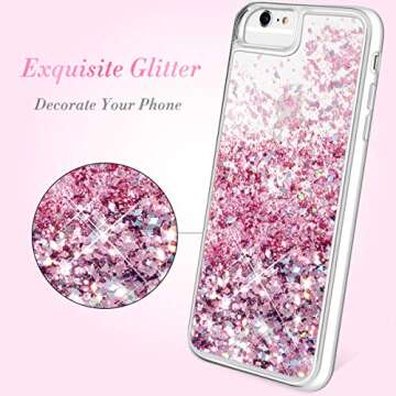 Caka 6 Plus Case, 6S Plus Glitter Case for Girls Women Liquid Floating Bling Glitter Sparkle Soft TPU Case for 6 Plus 6S Plus 7 Plus 8 Plus (5.5 inch) (Rose Gold)