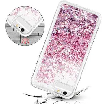 Caka 6 Plus Case, 6S Plus Glitter Case for Girls Women Liquid Floating Bling Glitter Sparkle Soft TPU Case for 6 Plus 6S Plus 7 Plus 8 Plus (5.5 inch) (Rose Gold)