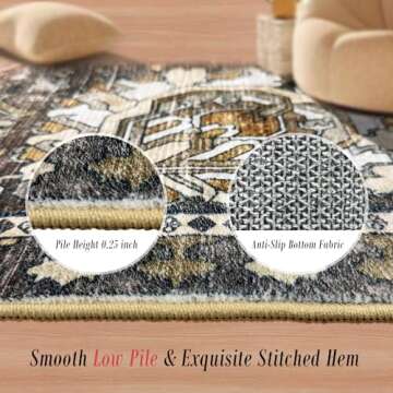 RUGSURE Washable Area Rug - Stylish Non-Slip Solution