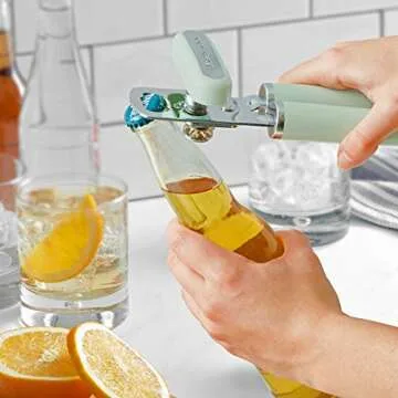 KitchenAid Classic Multifunction Can Opener and Bottle Opener Easy to Use, Razor Sharp Stainless Steel Cutting Wheel, Soft Ergonomic Handles, Pistachio