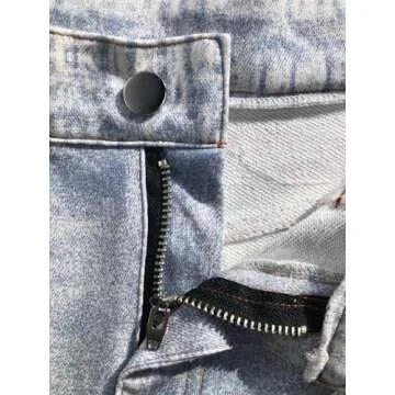 AnotherChill Women's Sweatpant Jeans Print Denim Sweatpants High Waisted Full-Length Wide Leg Pants Baggy Comfort Faux Jeans (Light-Blue, Small)