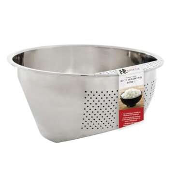 Helen's Asian Kitchen Japanese Rice Washing Bowl with Side Drainer, 3-Quart Capacity