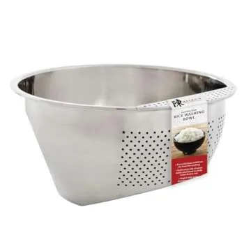 Helen's Asian Kitchen Japanese Rice Washing Bowl with Side Drainer, 3-Quart Capacity