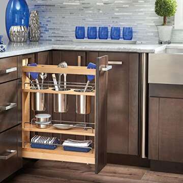 Rev-A-Shelf 5" Pull Out Storage Organizer for Base Kitchen Cabinets w/Soft-Close, Sliding Shelves fo...