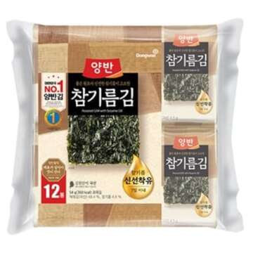 Yangban Premium Quality Roasted Seaweed Snack With Sesame Oil, Snack Gim,Seaweed Laver, 동원 양반 참기름 김, (2.11oz, Pack of 12)