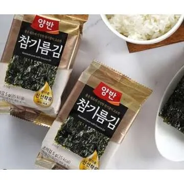 Yangban Premium Quality Roasted Seaweed Snack With Sesame Oil, Snack Gim,Seaweed Laver, 동원 양반 참기름 김, (2.11oz, Pack of 12)