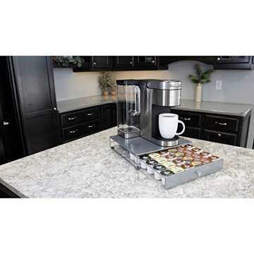 Nifty Coffee Pod Drawer – Silver, Compatible with K-Cups, 36 Pod Pack Holder, Compact Under Coffee...