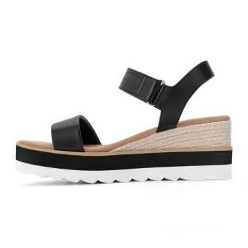 Athlefit Black Wedge Sandals for Women Comfortable Summer Wear