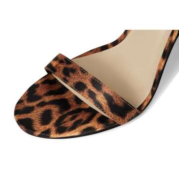 Nine West Women's DONATELA Heeled Sandal, Leopard Satin 101, 7