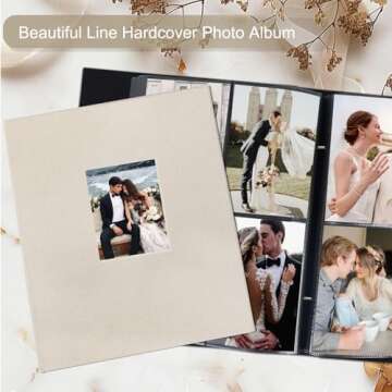 Artmag Fabric Photo Album 4x6 400 Large Capacity for Family Wedding Anniversary Linen Album Holds 400 Vertical Photos (400 Pockets, Beige)
