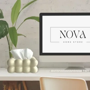 Nova Home Modern Ceramic Tissue Box Cover - Stylish Design for Any Room - Fits Standard Size Rectangular Tissues - Beige/Matte White Color