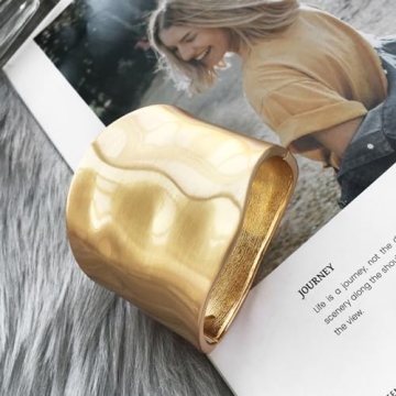 YBMYCM Open Gold Cuff Bracelet for Women Stylish & Adjustable
