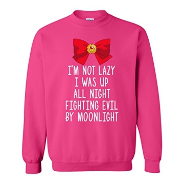 UGP Campus Apparel - I'm Not Lazy, I was Fighting Evil by Moonlight - Funny Anime Manga Sweatshirt -...