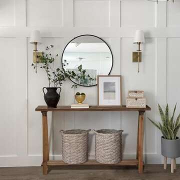 iVilla Farmhouse Console Tables for Living Room, Solid Wood 2-Tier Sofa Table, Rustic Hallway Table for Entryway, Natural