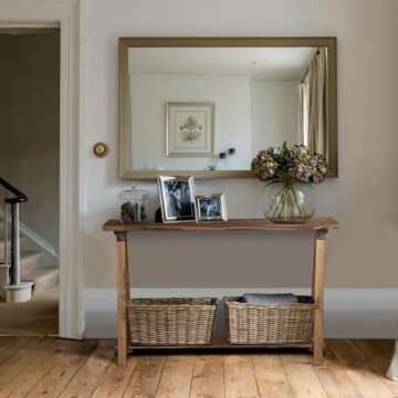 iVilla Farmhouse Console Tables for Living Room, Solid Wood 2-Tier Sofa Table, Rustic Hallway Table for Entryway, Natural