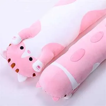 shangman Lovely Plush Cat Doll Cute Cartoon Soft Stuffed Kitten Long Throw Sleeping Pillow Doll Toy Gift for Kids Girlfriend Multiple Size (Pink,50cm/19.6in)