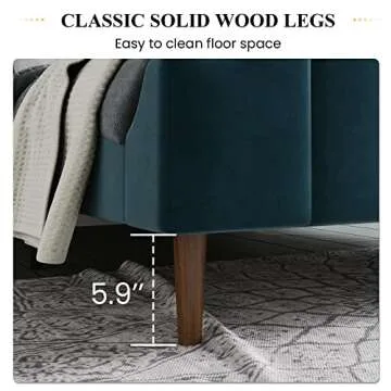 Stylish SHA CERLIN Upholstered Queen Bed Frame in Blue