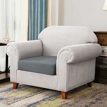 CHUN YI Stretch Couch Cushion Covers, RV Seat Cushion Covers, Individual Sofa Cushion Covers, Soft Chair Sofa Seat Cushion Slipcover with Elastic Bottom Jacquard Fabric (Small, Light Gray)