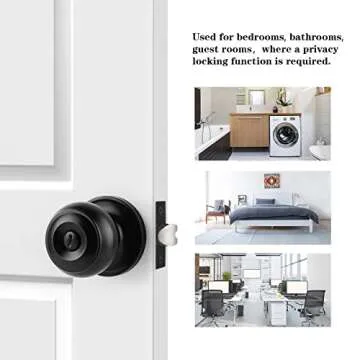 Probrico Black Door Knobs for Bedroom Bathroom, Interior Door Knob with Round Ball, Matte Black Priv...