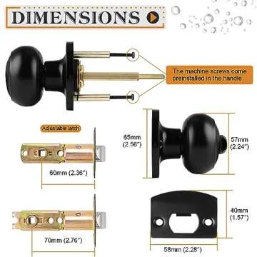 Probrico Stylish Black Door Knobs – 6 Pack for Privacy