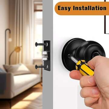 Probrico Stylish Black Door Knobs – 6 Pack for Privacy