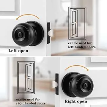 Probrico Stylish Black Door Knobs – 6 Pack for Privacy