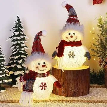 Lighted Christmas Snowmen Figurines for Festive Cheer
