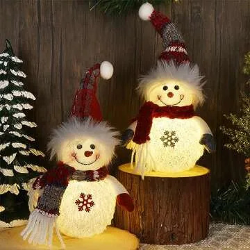 Lighted Christmas Snowmen Figurines for Festive Cheer