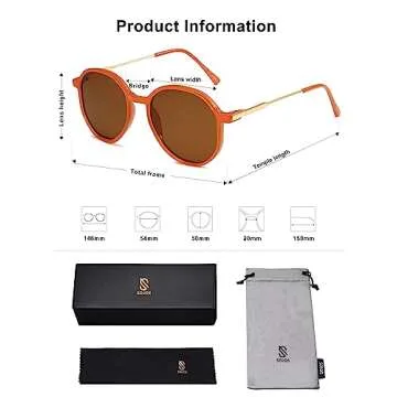 SOJOS Trendy Designer Hexagon Round Sunglasses for Women Fashion Big Shades Geometric Women Sunglasses SJ2181, Orange Frame/Brown Lens