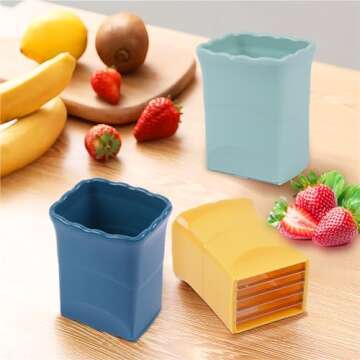 3PCS Cup Slicer with 3PCS Gap Cleaning Brushes,Egg and Fruit Cup Slicer,Strawberry Slicer,Cup Choppe...