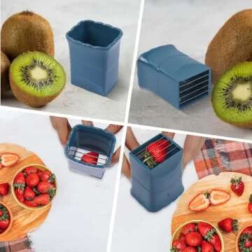 3PCS Cup Slicer with 3PCS Gap Cleaning Brushes,Egg and Fruit Cup Slicer,Strawberry Slicer,Cup Chopper for Banana, Quickly Making Fruit Vegetable Salad Creative Kitchen Gadget